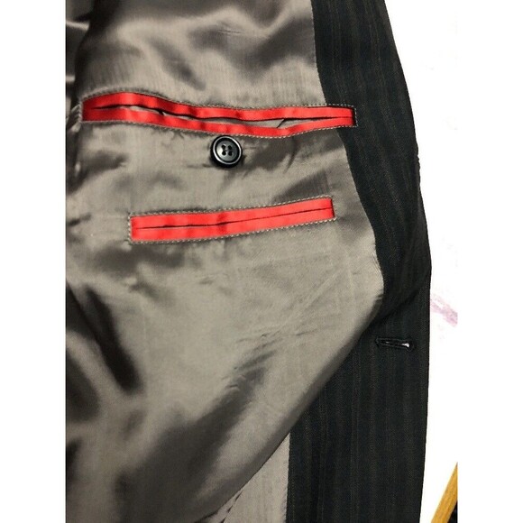 Hugo Boss Men's Blazer Black Brown Stripe Pure Wool Fully Lined Size 40R - Picture 9 of 12